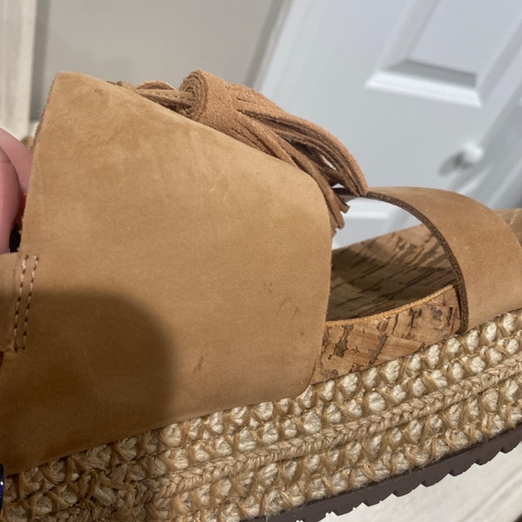 SCHUTZ- Monicca Desert Nude Suede Cork with Tassel Platform Sandal - Picture 6 of 6